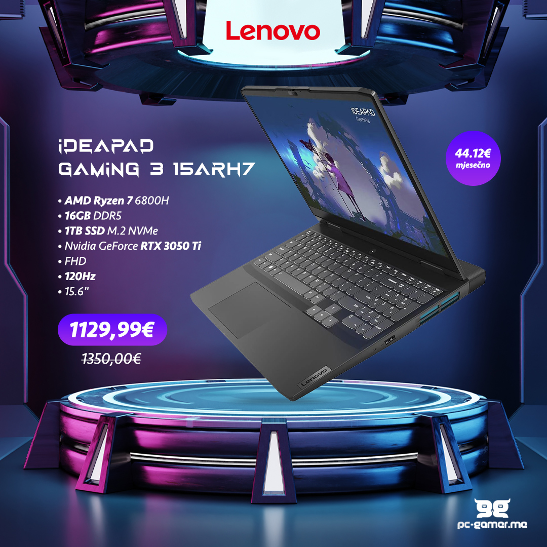 Lenovo IdeaPad Gaming 3 15ARH7 crni